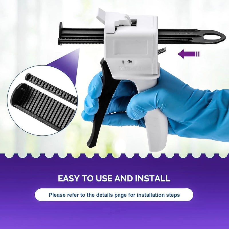 anquanhepro Dispenser Gun, 50ml Dispensing Gun Kit Impression Mixing Dispensing Dispenser AB Gun 1:1/1:2/10:1 or 55ML Single (50ML-2:1) - Image 5